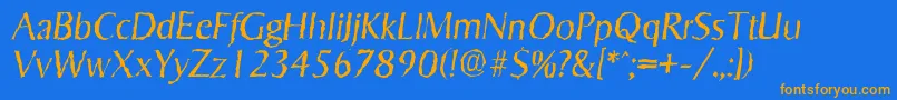 SigvarrandomLightItalic Font – Orange Fonts on Blue Background