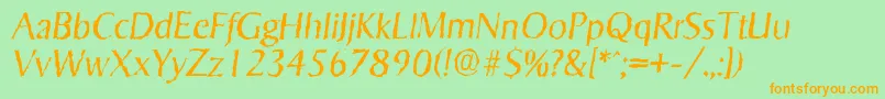 SigvarrandomLightItalic Font – Orange Fonts on Green Background