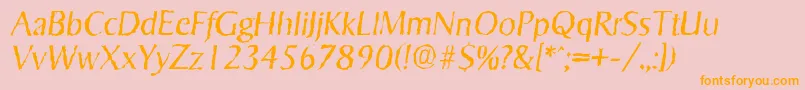 Fonte SigvarrandomLightItalic – fontes laranjas em um fundo rosa