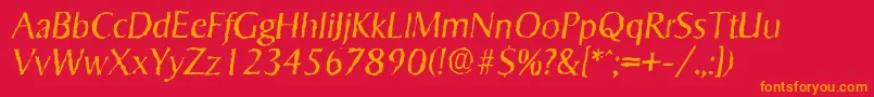 SigvarrandomLightItalic Font – Orange Fonts on Red Background