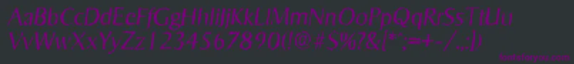 SigvarrandomLightItalic-fontti – violetit fontit mustalla taustalla