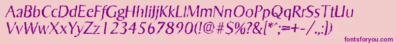 Lisätietoja SigvarrandomLightItalic-fontista SigvarrandomLightItalic-fontti – violetit fontit vaaleanpunaisella taustalla
