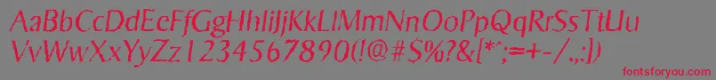 SigvarrandomLightItalic Font – Red Fonts on Gray Background