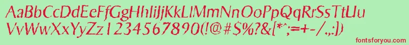 SigvarrandomLightItalic Font – Red Fonts on Green Background