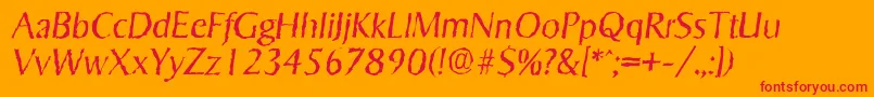 Fonte SigvarrandomLightItalic – fontes vermelhas em um fundo laranja