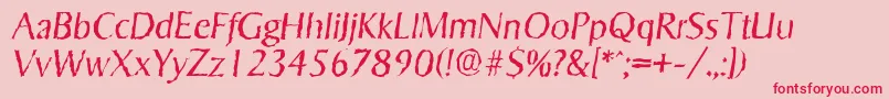 フォントSigvarrandomLightItalic – ピンクの背景に赤い文字