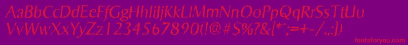SigvarrandomLightItalic Font – Red Fonts on Purple Background
