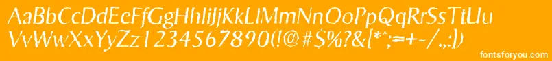 SigvarrandomLightItalic-Schriftart – Weiße Schriften auf orangefarbenem Hintergrund