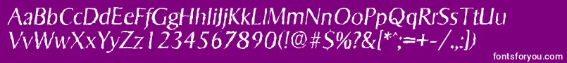 SigvarrandomLightItalic-Schriftart – Weiße Schriften auf violettem Hintergrund