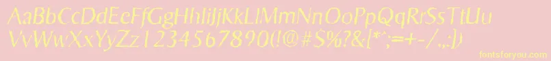 SigvarrandomLightItalic-Schriftart – Gelbe Schriften auf rosa Hintergrund