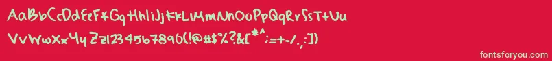 フォントSydneyshand – 赤い背景に緑の文字