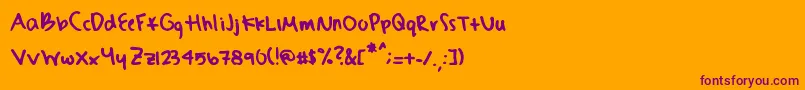 Sydneyshand Font – Purple Fonts on Orange Background