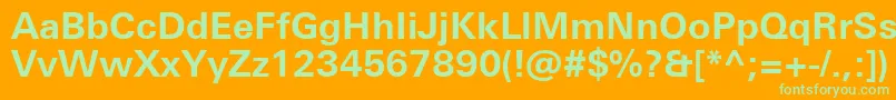 Fonte UniversNextProBold – fontes verdes em um fundo laranja