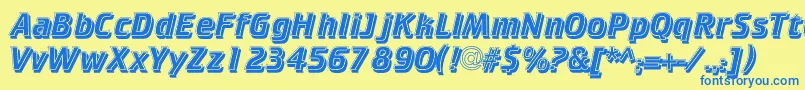 Cricketinlineshadow Font – Blue Fonts on Yellow Background
