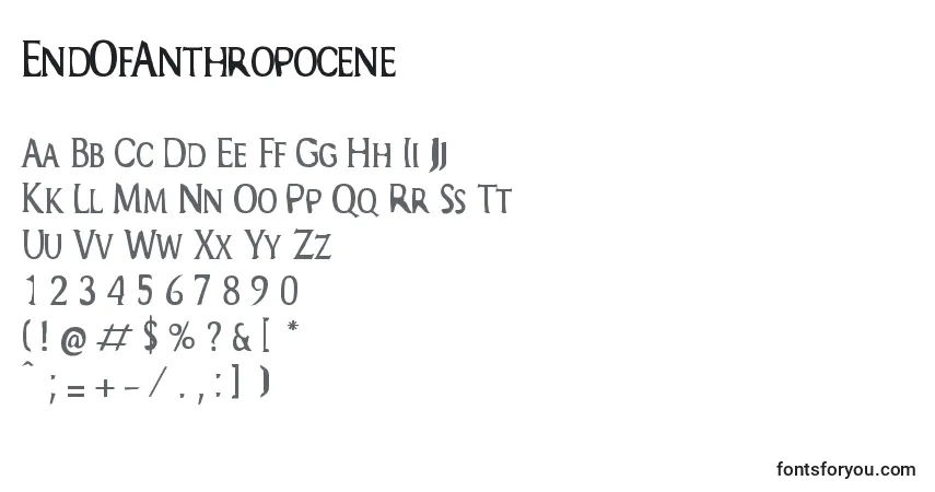 EndOfAnthropocene Font – alphabet, numbers, special characters