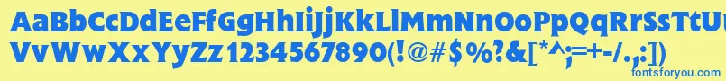 FlareGothicBold Font – Blue Fonts on Yellow Background