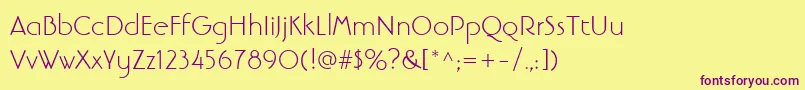 LinotypebanjomanLight Font – Purple Fonts on Yellow Background