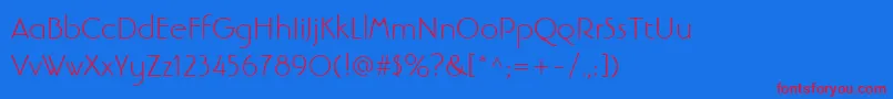 LinotypebanjomanLight Font – Red Fonts on Blue Background