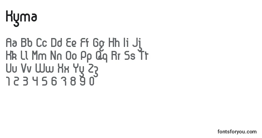 Fuente Kyma - alfabeto, números, caracteres especiales