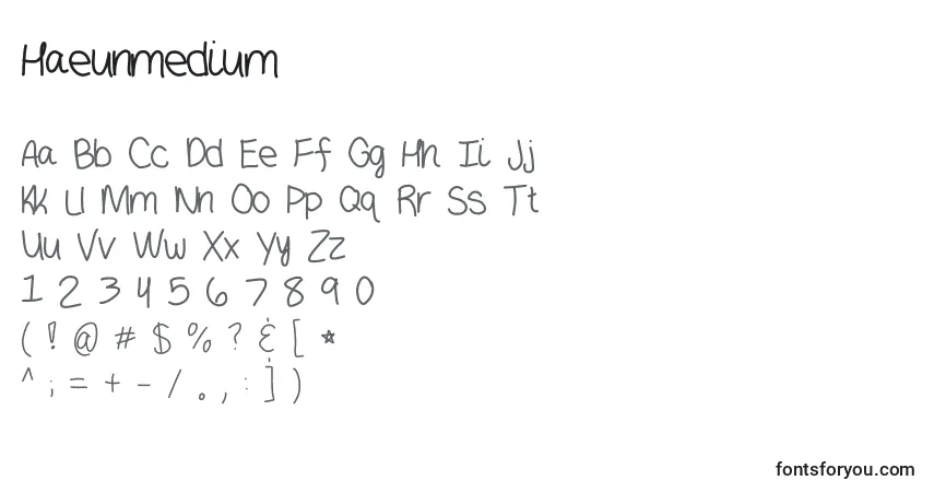 Czcionka Haeunmedium – alfabet, cyfry, specjalne znaki