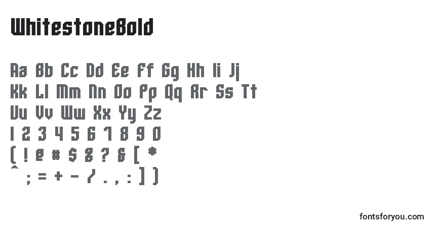 WhitestoneBoldフォント–アルファベット、数字、特殊文字