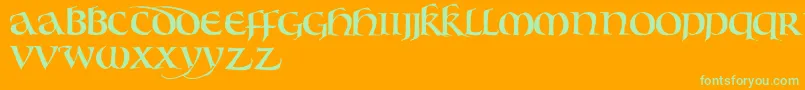 BouwsmaUncial Font – Green Fonts on Orange Background