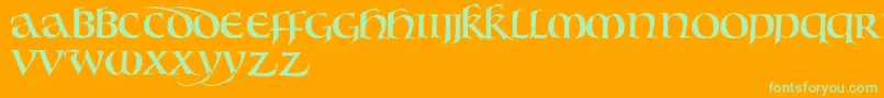 BouwsmaUncial-Schriftart – Grüne Schriften auf orangefarbenem Hintergrund