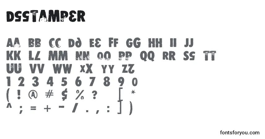 A fonte Dsstamper – alfabeto, números, caracteres especiais