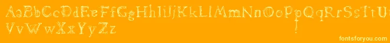 Dawnland.Lamenta-Schriftart – Gelbe Schriften auf orangefarbenem Hintergrund