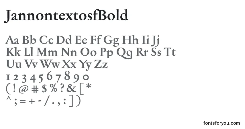 Шрифт JannontextosfBold – алфавит, цифры, специальные символы
