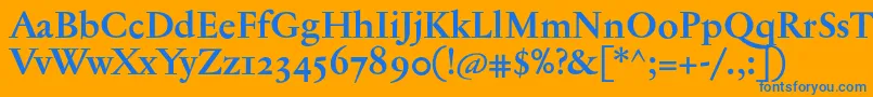 JannontextosfBold-Schriftart – Blaue Schriften auf orangefarbenem Hintergrund