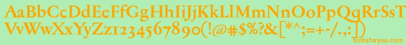 JannontextosfBold-Schriftart – Orangefarbene Schriften auf grünem Hintergrund