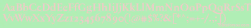 JannontextosfBold-fontti – vaaleanpunaiset fontit vihreällä taustalla