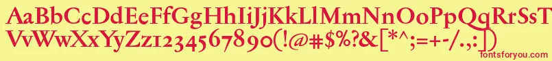 JannontextosfBold-Schriftart – Rote Schriften auf gelbem Hintergrund