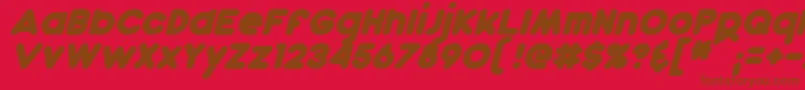 DunkinBoldItalic-Schriftart – Braune Schriften auf rotem Hintergrund