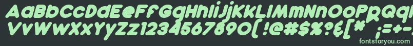 DunkinBoldItalic-fontti – vihreät fontit mustalla taustalla