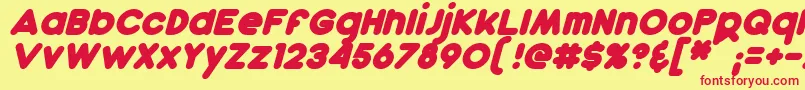 DunkinBoldItalic Font – Red Fonts on Yellow Background