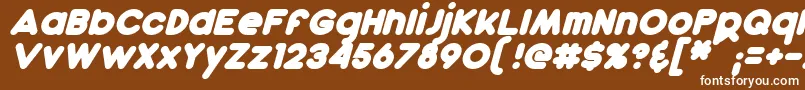 DunkinBoldItalic-fontti – valkoiset fontit ruskealla taustalla