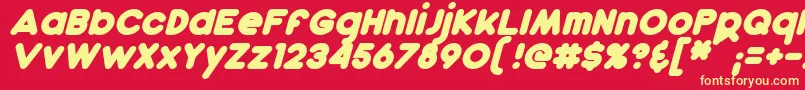 DunkinBoldItalic-fontti – keltaiset fontit punaisella taustalla