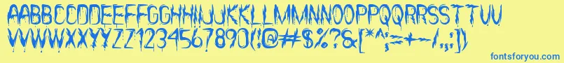 ItsScaryNowSt Font – Blue Fonts on Yellow Background