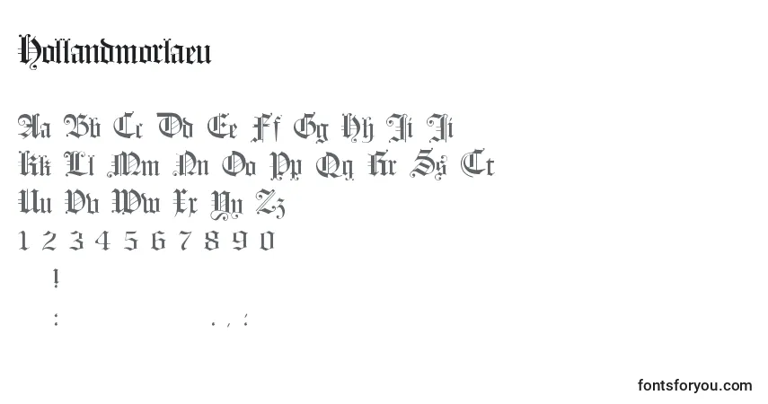 Шрифт Hollandmorlaeu – алфавит, цифры, специальные символы
