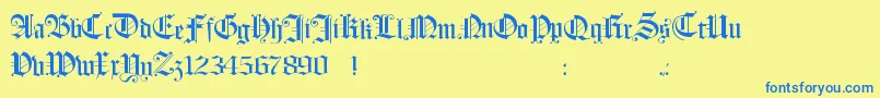Hollandmorlaeu Font – Blue Fonts on Yellow Background