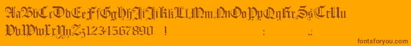 Hollandmorlaeu-Schriftart – Braune Schriften auf orangefarbenem Hintergrund