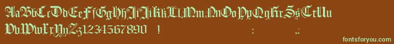 Hollandmorlaeu-fontti – vihreät fontit ruskealla taustalla