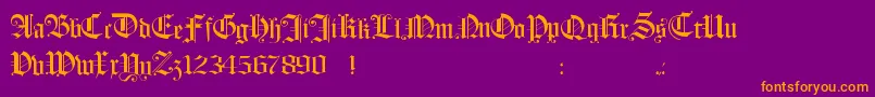 Hollandmorlaeu-Schriftart – Orangefarbene Schriften auf violettem Hintergrund