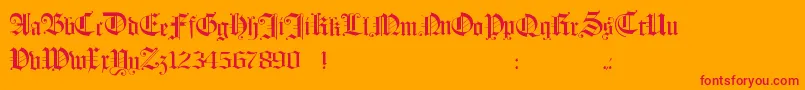 フォントHollandmorlaeu – オレンジの背景に赤い文字