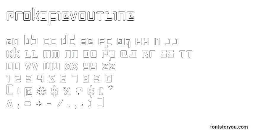 Schriftart ProkofievOutline – Alphabet, Zahlen, spezielle Symbole