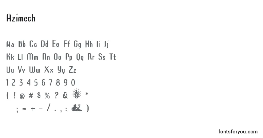 Schriftart Azimech – Alphabet, Zahlen, spezielle Symbole
