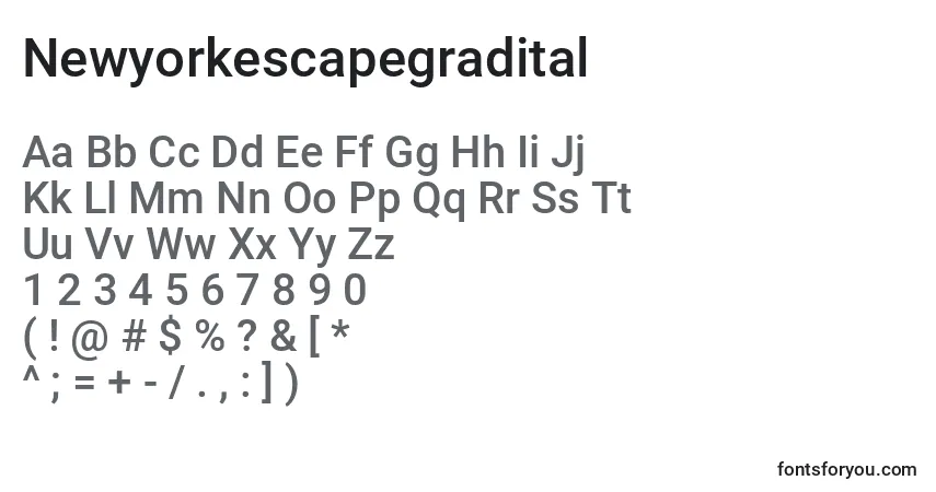 Шрифт Newyorkescapegradital – алфавит, цифры, специальные символы