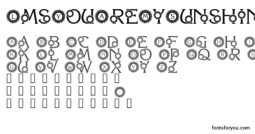 Czcionka LmsYouAreMySunshine – alfabet, cyfry, specjalne znaki